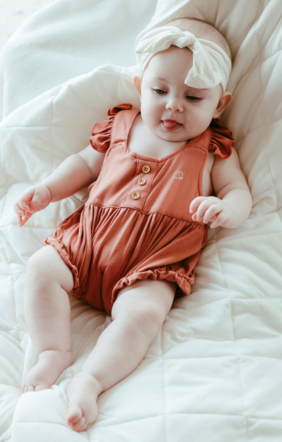 Organic Bamboo Ruffle Romper- Lilac