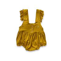 Organic Bamboo Ruffle Romper- Mustard