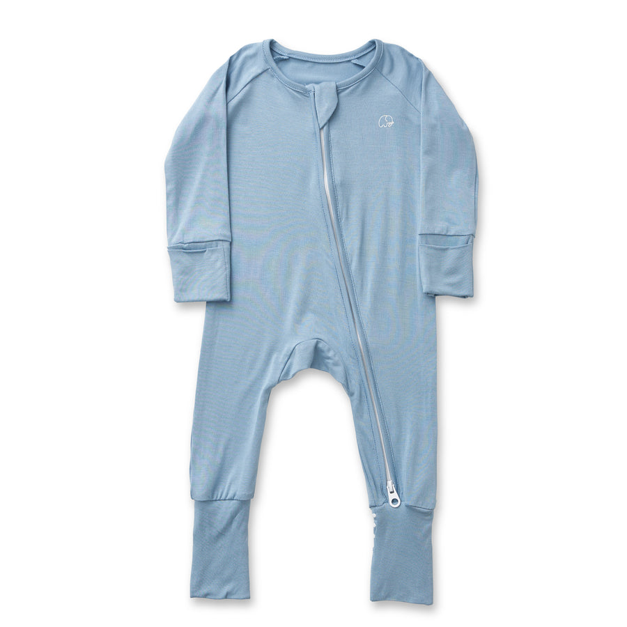 Organic Zipper Romper - Celestial Blue