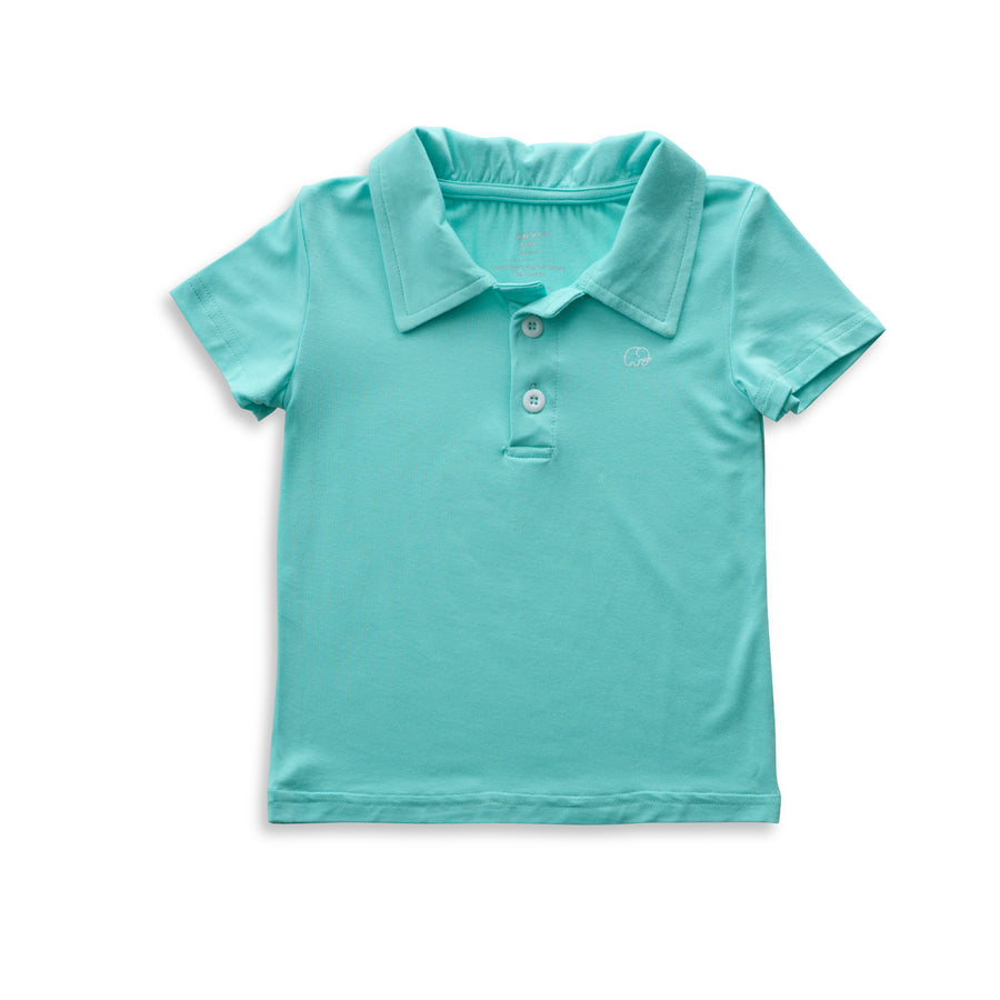 Bamboo Spandex Polo T-Shirt- Aqua Blue