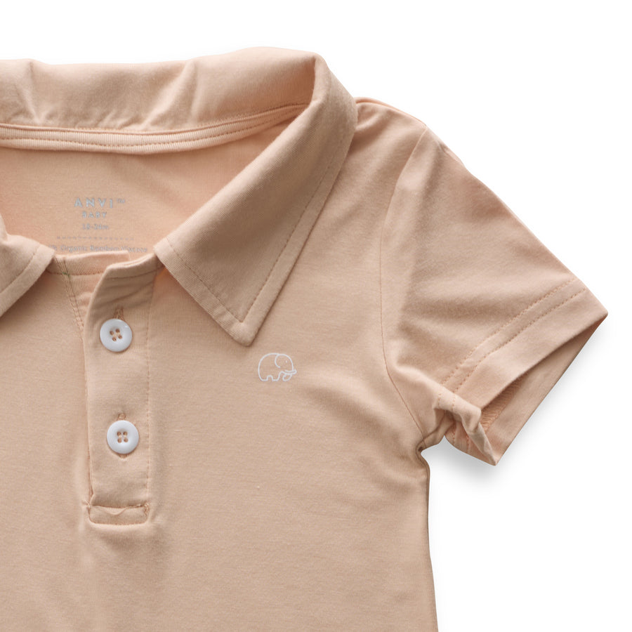 Bamboo Spandex Polo T-Shirt- Coral Peach