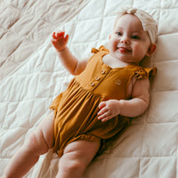 Organic Bamboo Ruffle Romper- Mustard