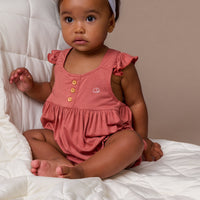 Organic Bamboo Ruffle Romper- Lilac