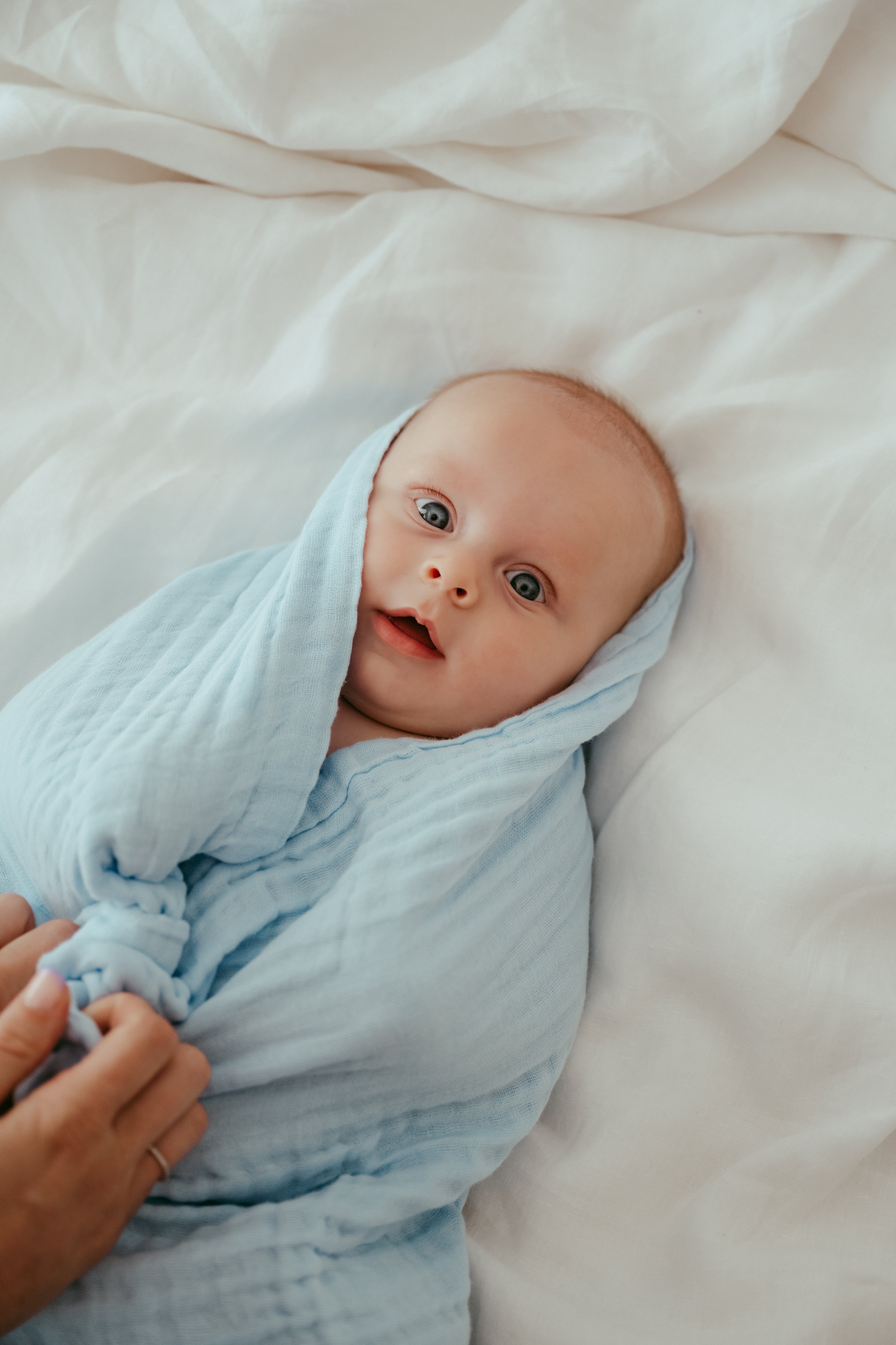 Set of 3- 100% Organic 6 layered Muslin Bath Towel- Sky & Cloud