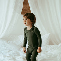 Organic Bamboo Spandex Pajama Set- Dark Green