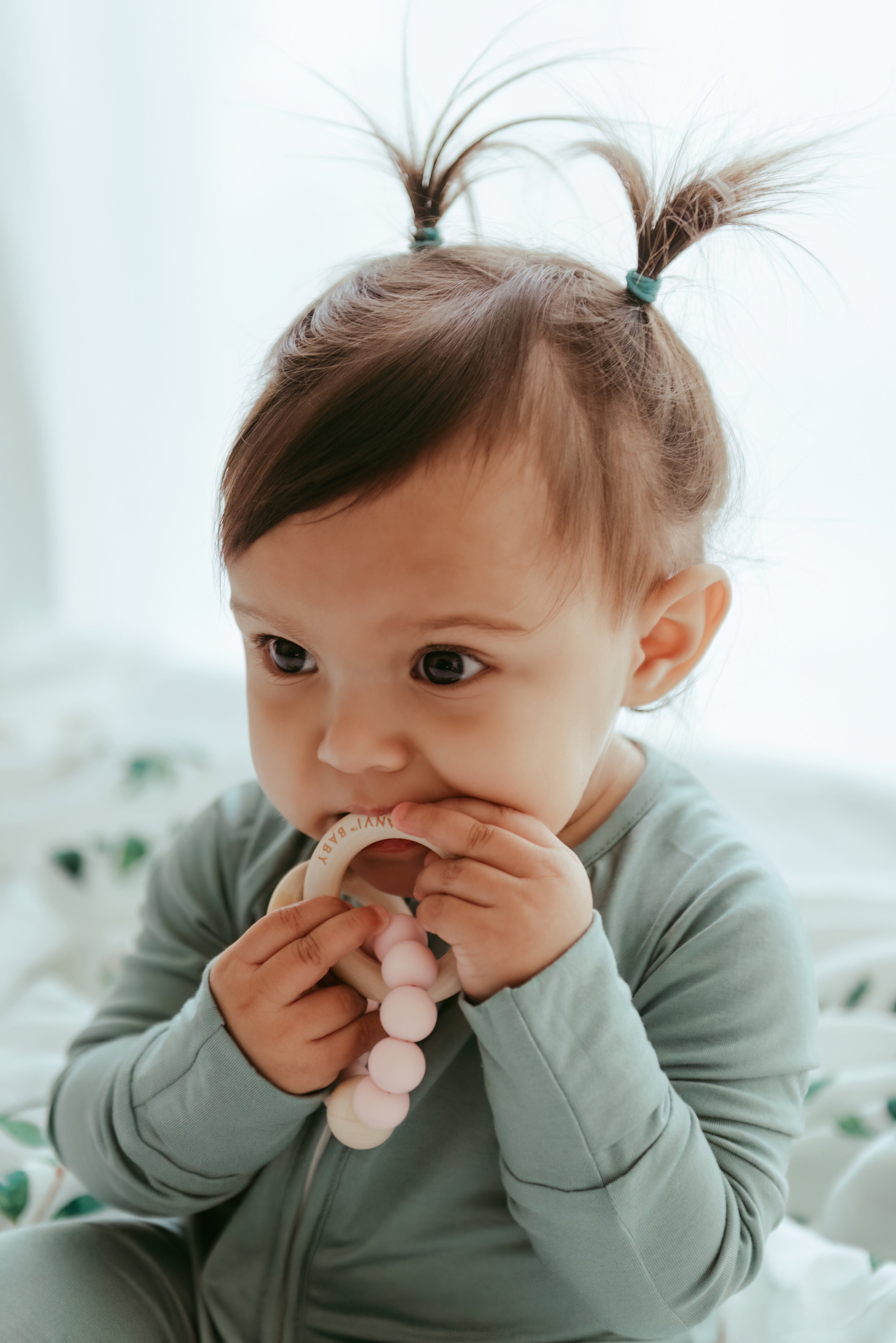 Wood and Silicone Teether - Periwinkle