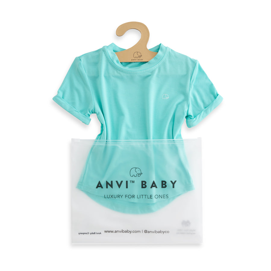 Bamboo Spandex T-Shirt- Aqua Blue