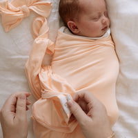 Anvi Baby Organic Headband & Swaddle Set- Bamboo Spandex - Peach