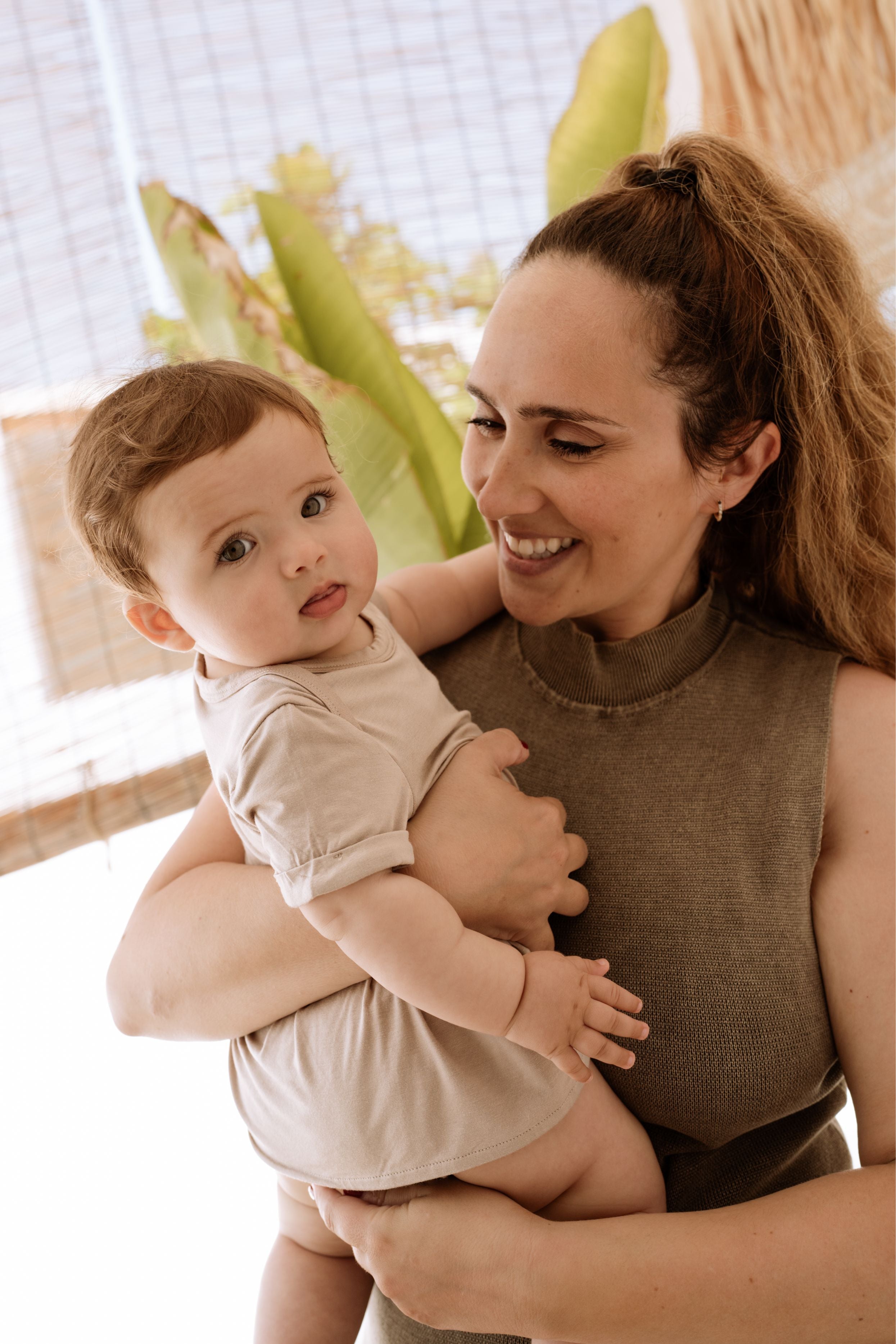 Organic Bamboo Spandex Onesie Dress- Mocha