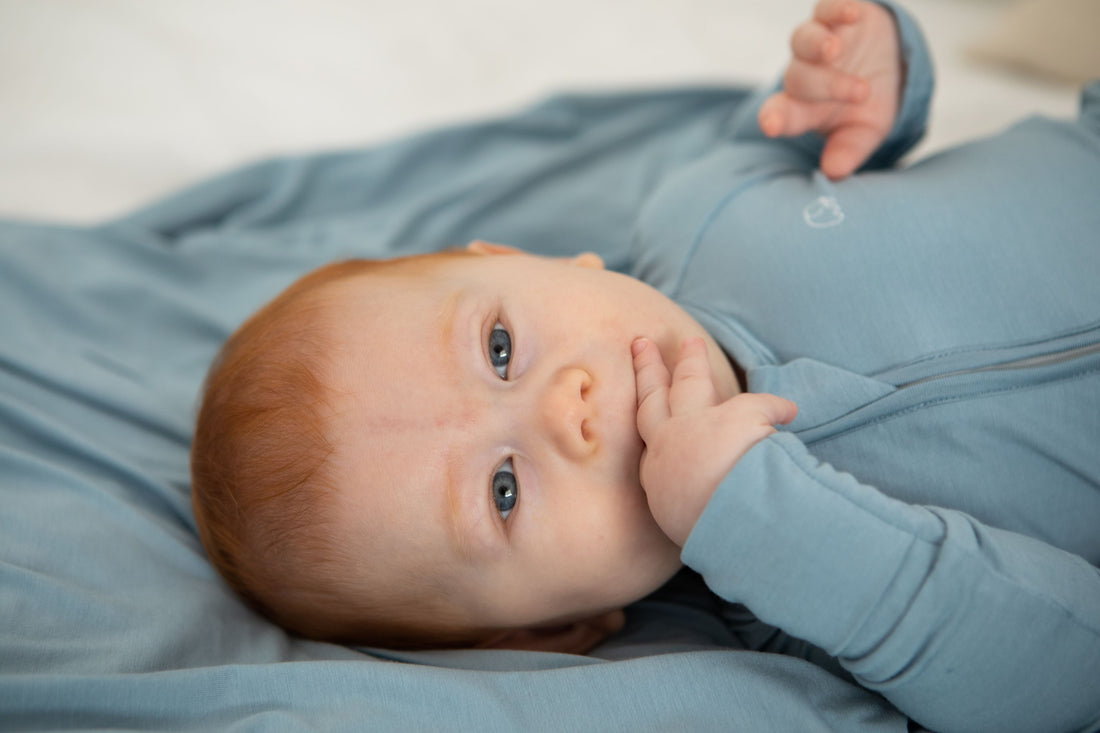 Organic Zipper Romper - Celestial Blue