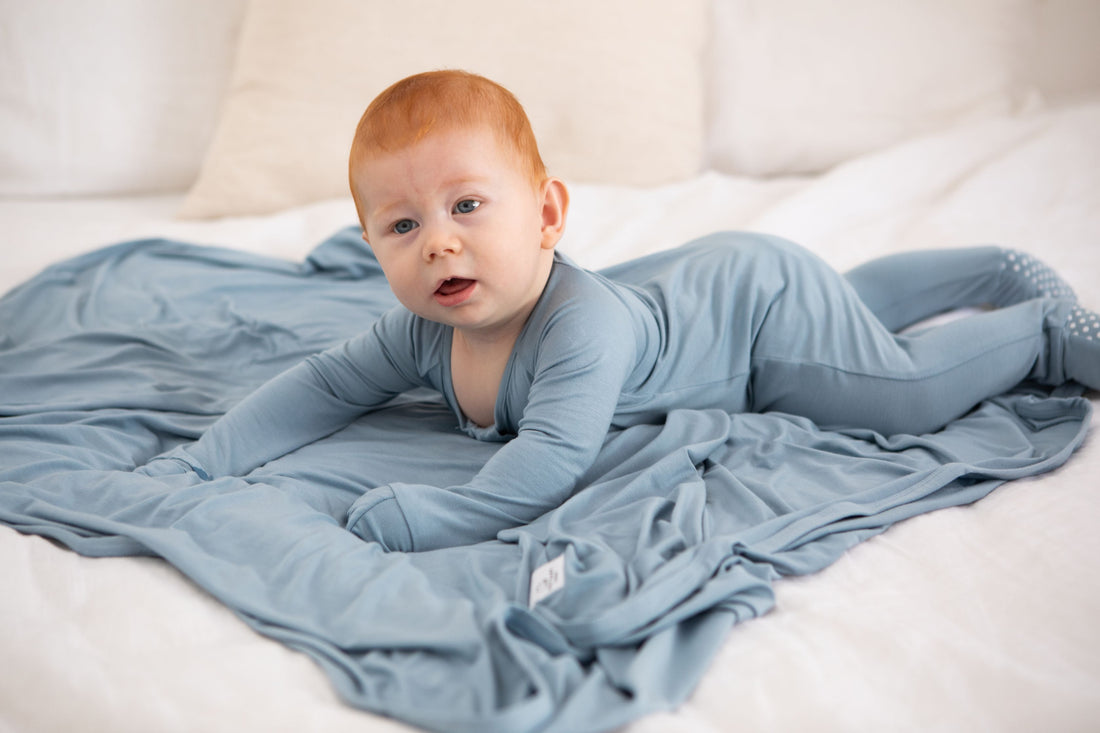 Bamboo Swaddle & Sleep Suit Newborn Gift Set- Celestial Blue