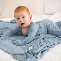 Bamboo Swaddle & Sleep Suit Newborn Gift Set- Celestial Blue