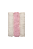 Set of 3- 100% Organic 6 layered Muslin Bath Towel- Blush & Cloud