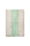 Set of 3- 100% Organic 6 layered Muslin Bath Towel-Mint & Cloud