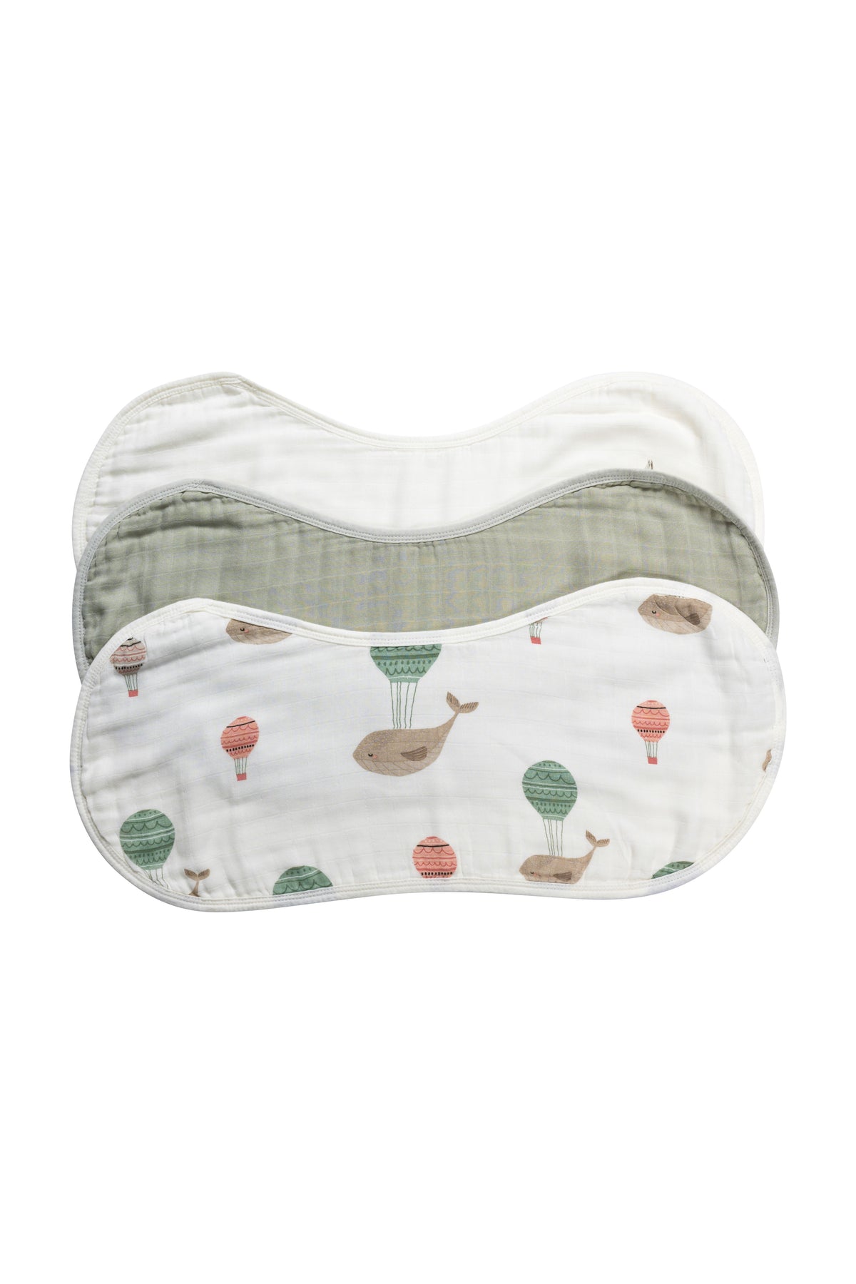 Set of 3 Organic Bamboo Burp & Bib Cloth - The Flying Whale