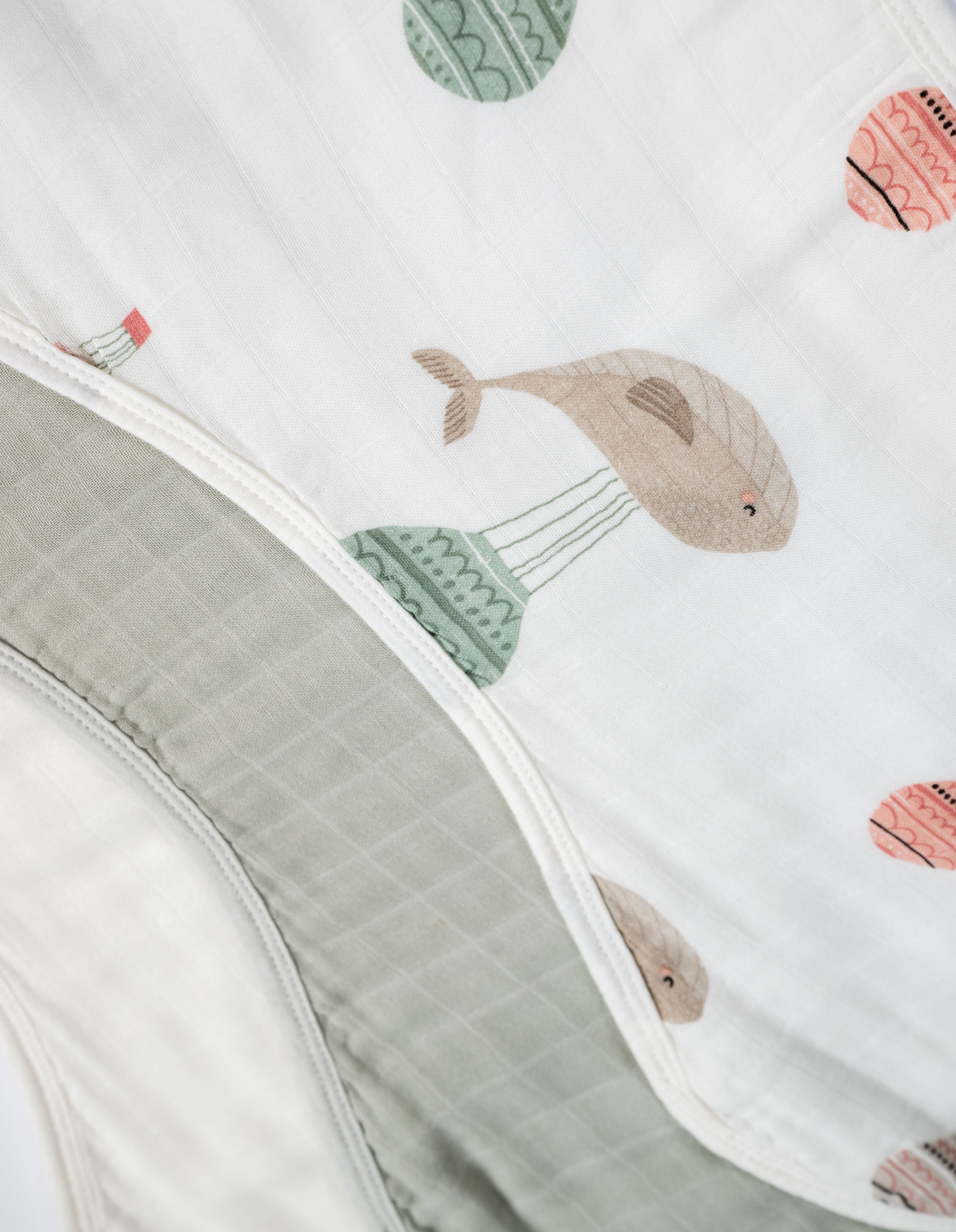 Set of 3 Organic Bamboo Burp & Bib Cloth - The Flying Whale