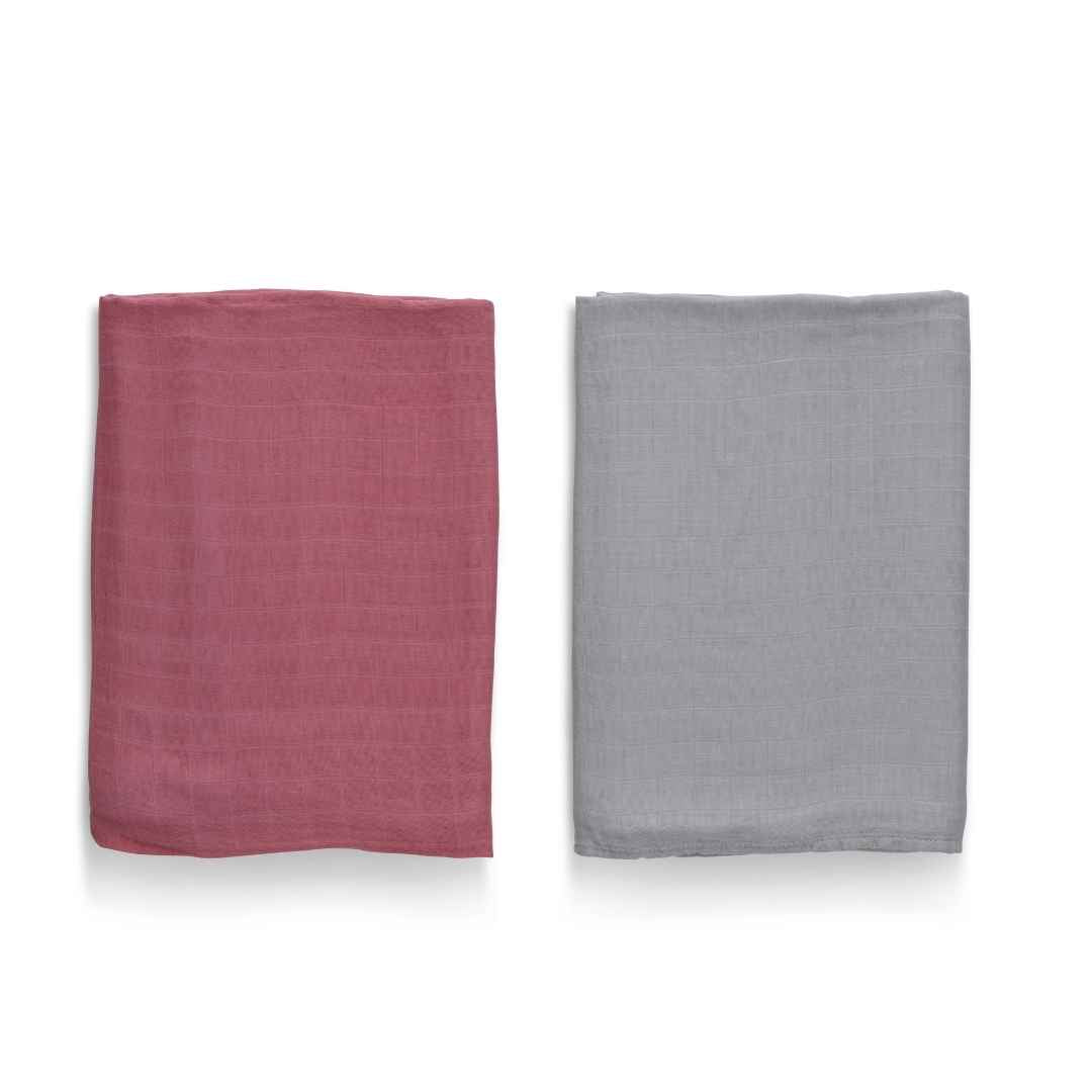 Organic Bamboo Muslin Swaddle  | Set of 2 | Maroon and Moon