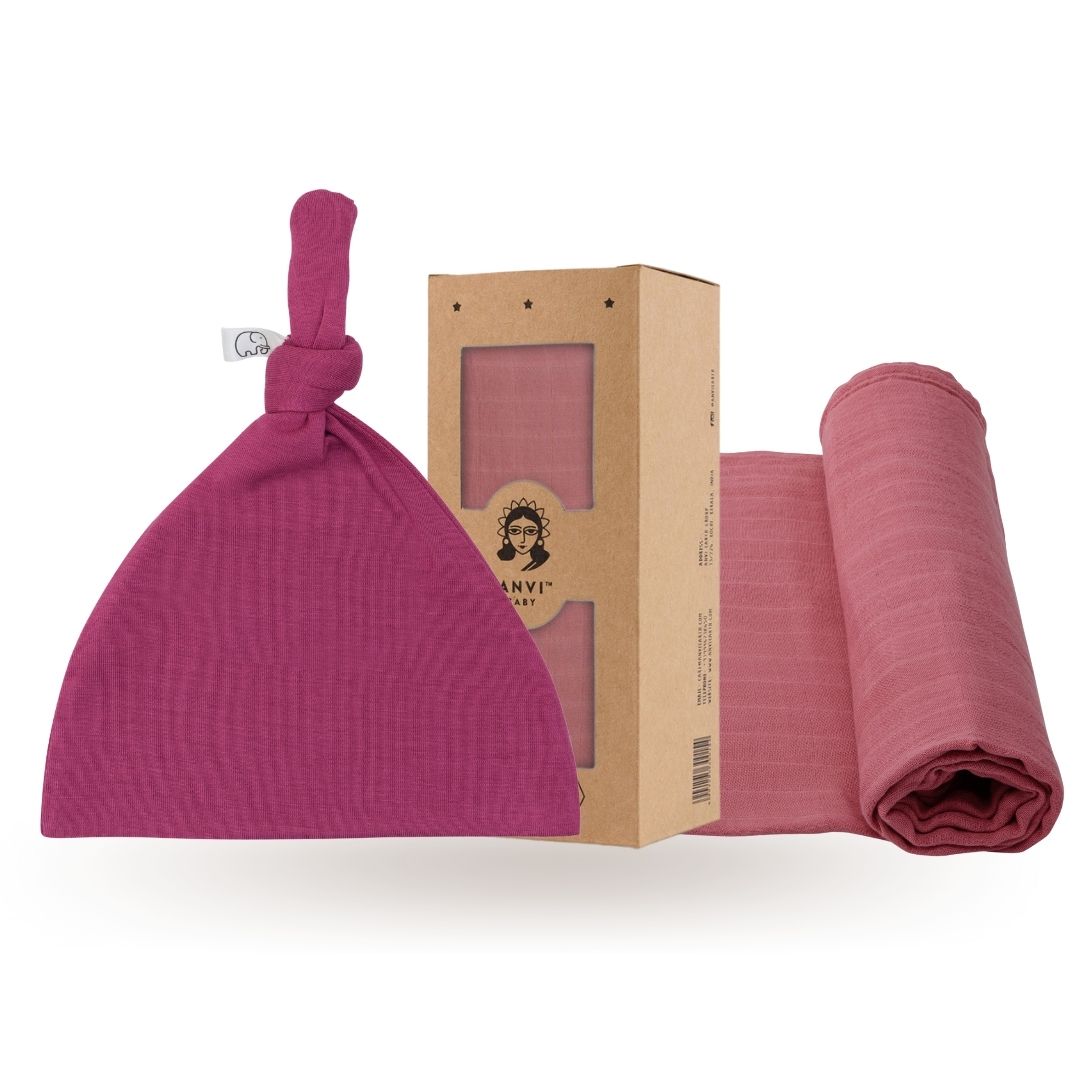 Knotted Beanie & Swaddle Set | Purple Rain