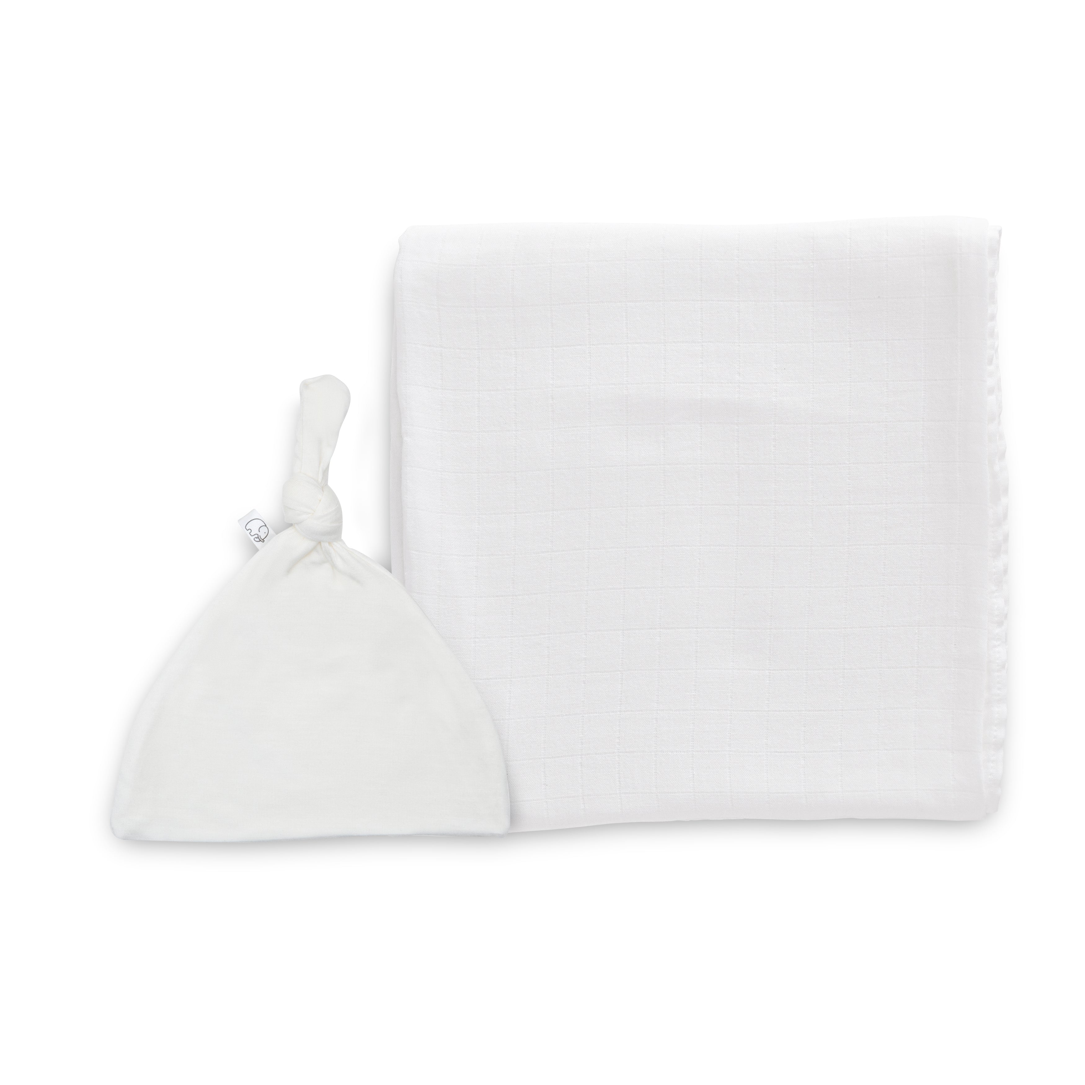 Knotted Beanie & Swaddle Set | White Mist