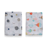 Organic Bamboo Muslin Swaddle  | Set of 2 | Balloons & Planets