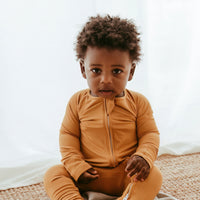 Organic Zipper Romper - Mustard