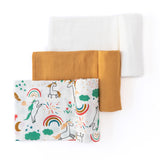 Set of 3 Organic Bamboo Swaddle- Unicorn Dreams