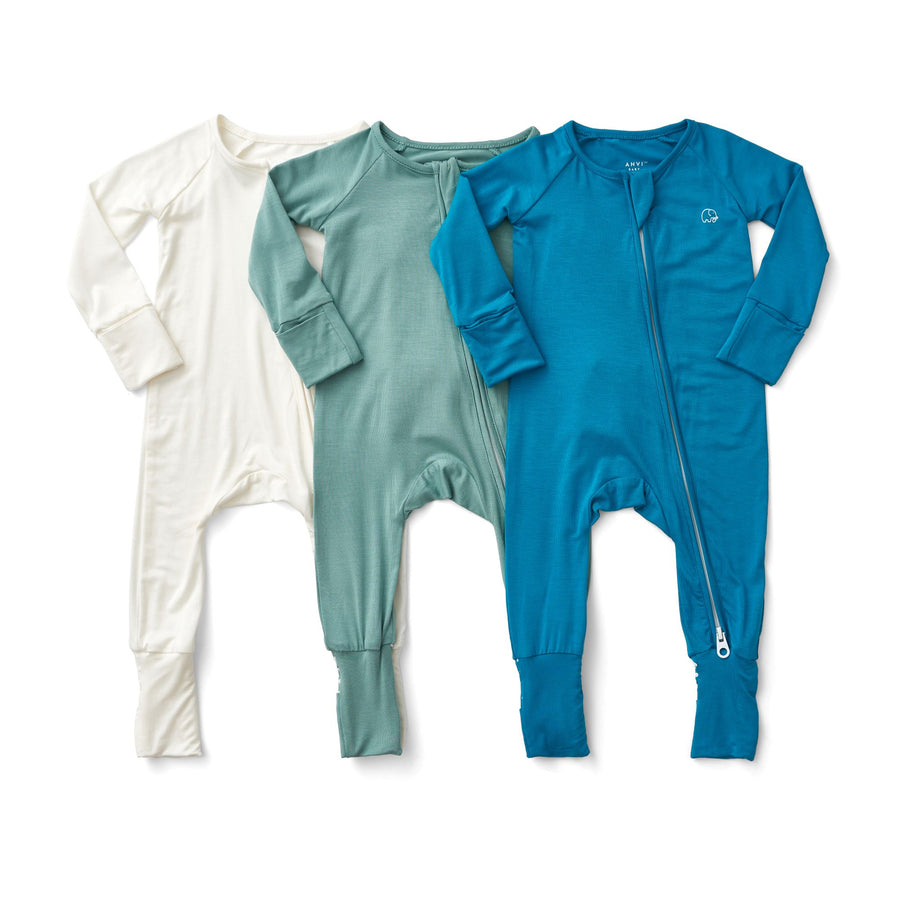 Set of 3 Bamboo Zipper Sleepsuit