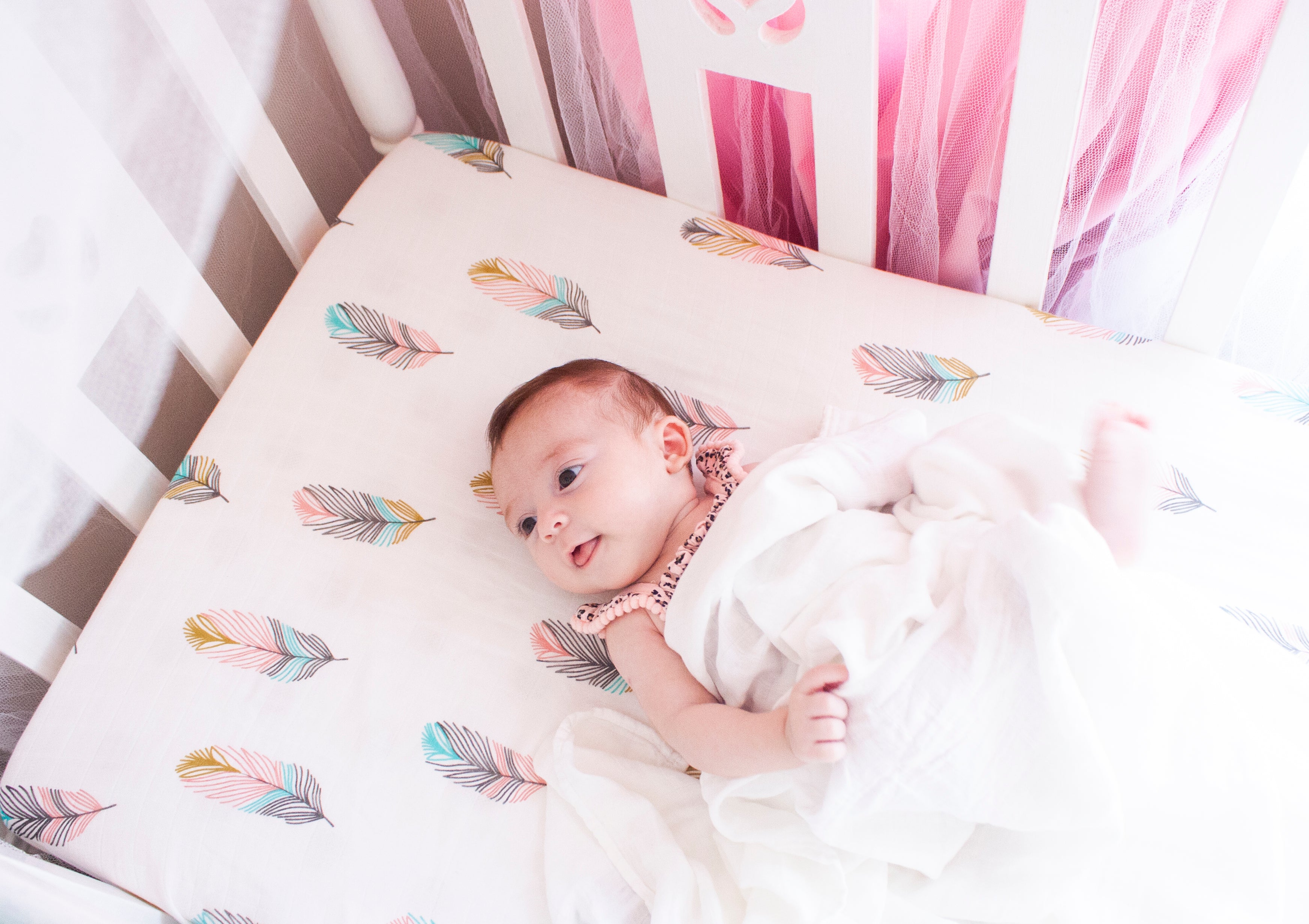 Organic Bamboo & Cotton Muslin Fitted Crib Sheets | Plush Feathers